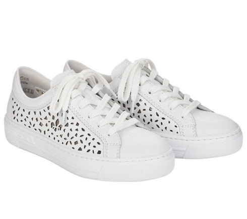 Pantofi sport, dama, RIEKER, ANTISTRESS, L8831-80 alb, piele naturala